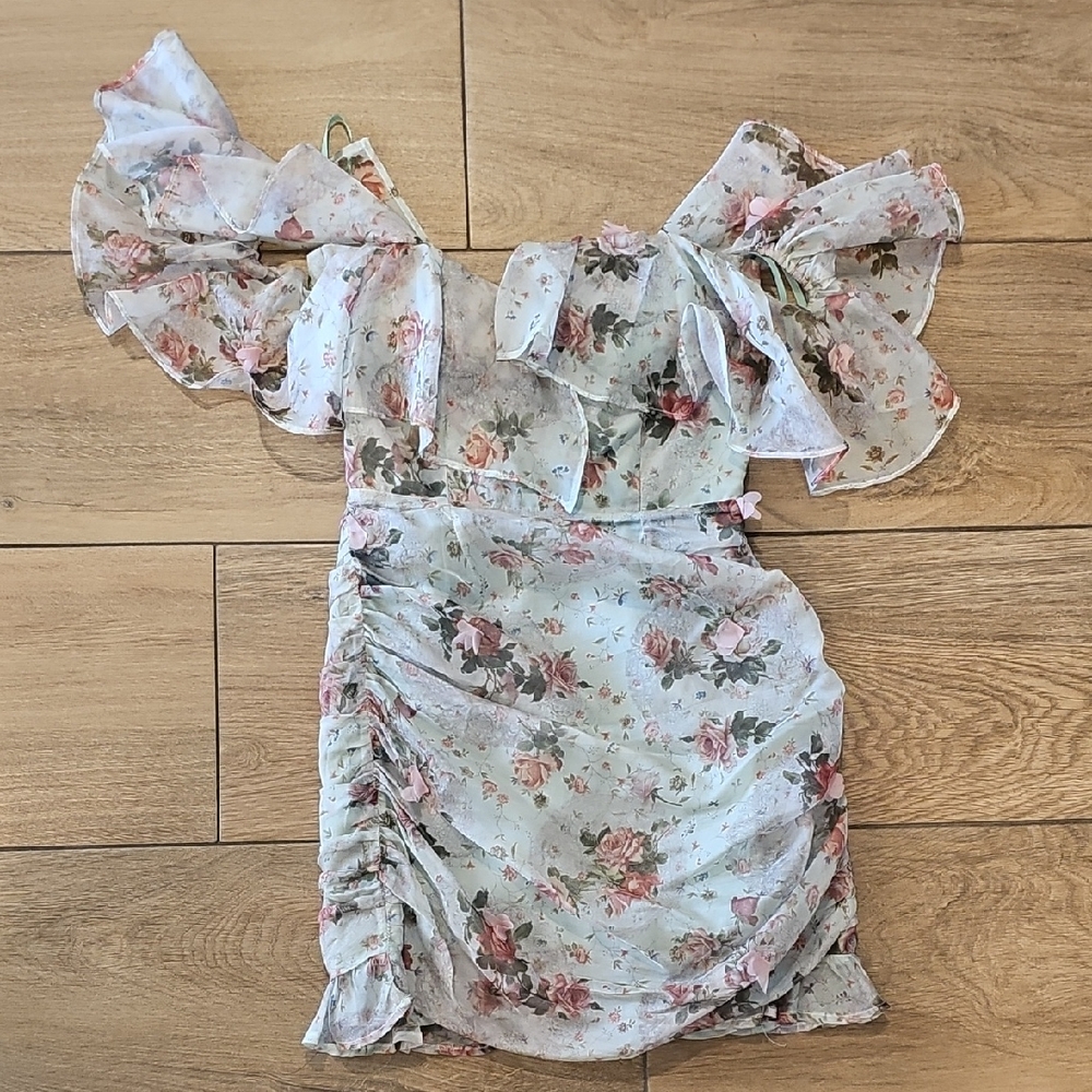 Runaway Ruffled Tiered Off-Shoulder Sundress Small So Sexy